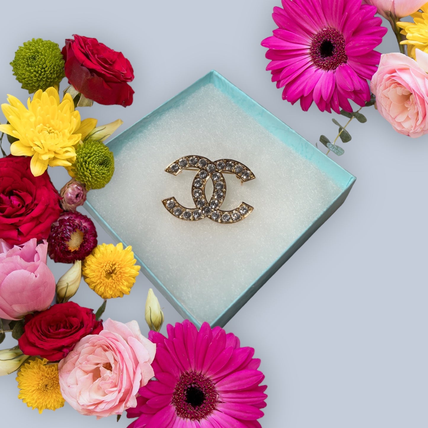 Diamond Double C Brooch