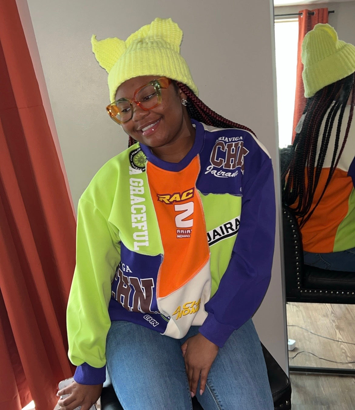 Neon Cutie Sweater & Hat Set