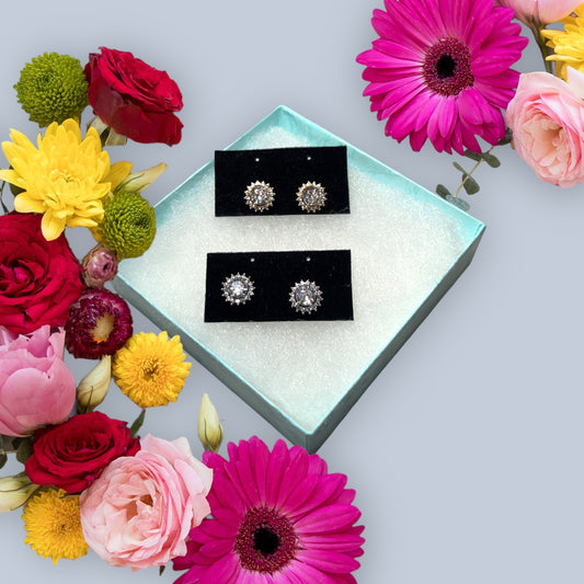 Diamond Flower Stud Earrings